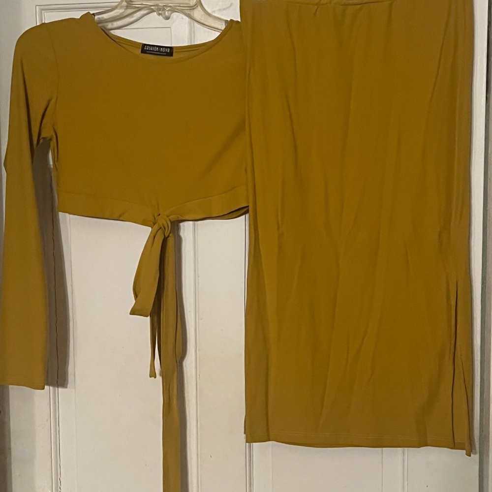 Fashion Nova Golden Yellow Skirt Set